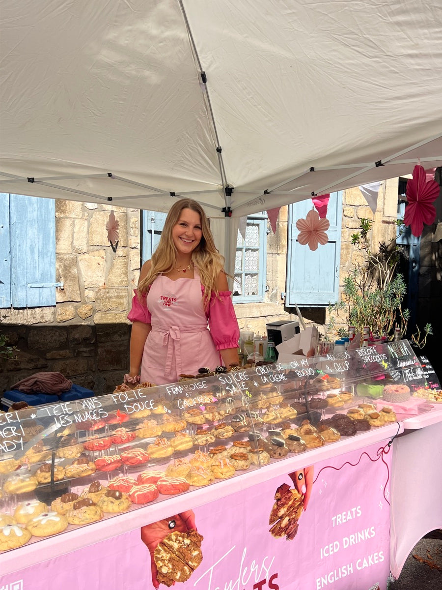 Tayler at her pink Taylers Treats market stall